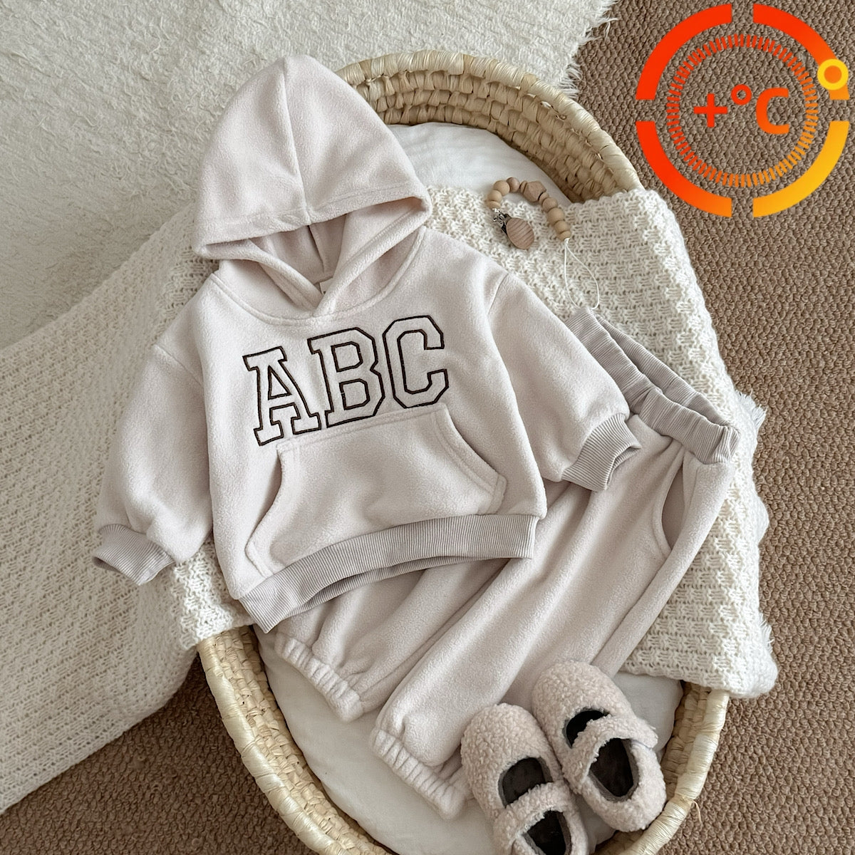Hooded Autumn Winter Set for Baby Boys with ABC Letter Embroidery