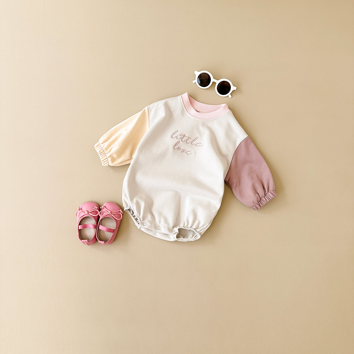 Letter Embroidery Splicing Design Spring Autumn Baby Jumpsuit 0-18 Months