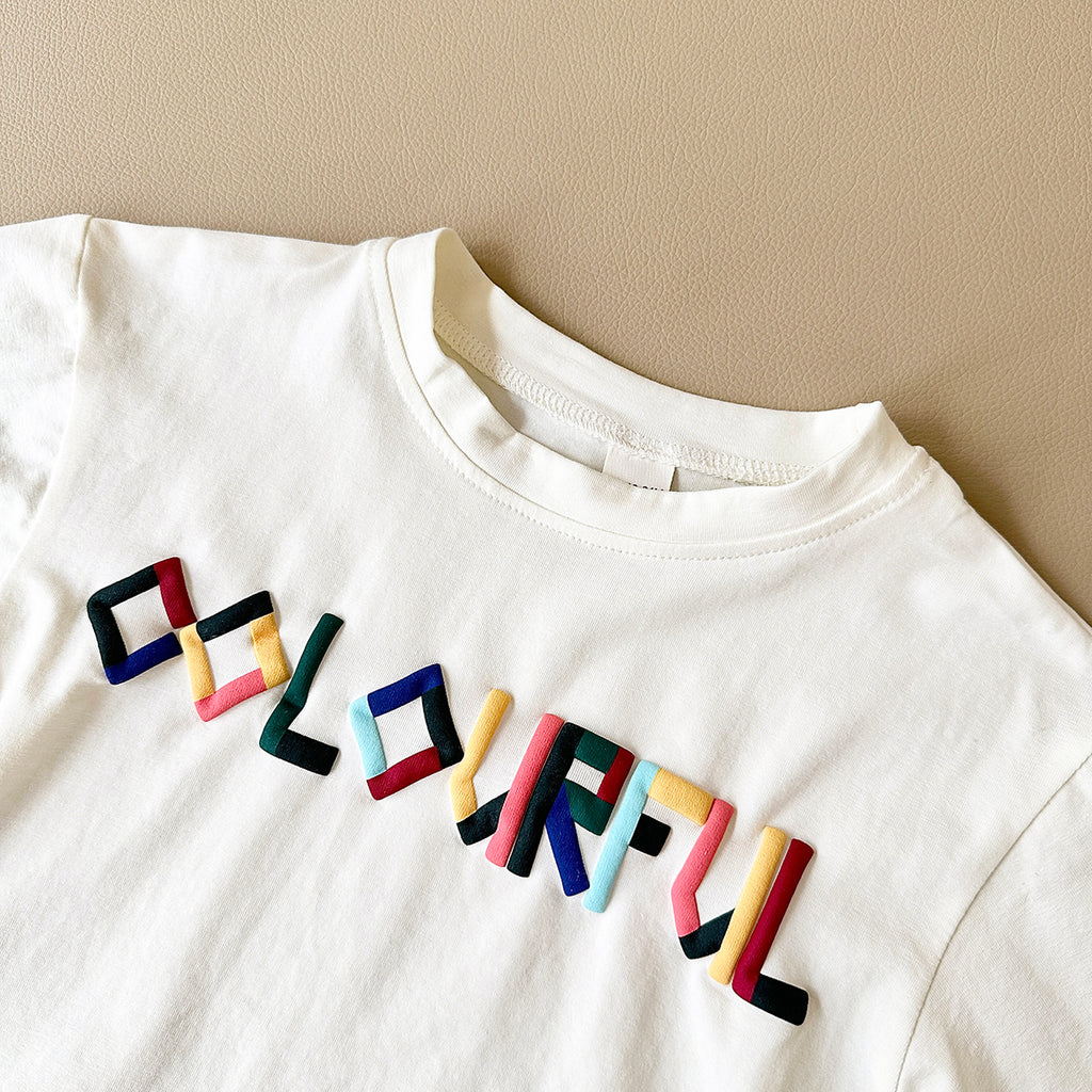 Summer Casual Embroidery Short Sleeve T-shirt & Colorful Shorts