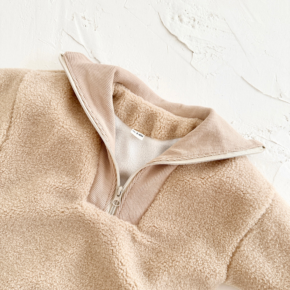 Baby Boy Girl Collar Sherpa Romper, Half Zip Winter Infant Outfit