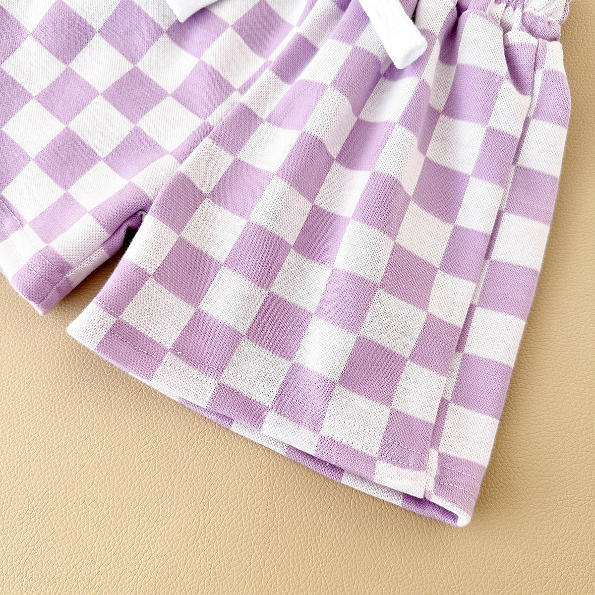 Summer Casual Solid Short Sleeve T-shirt & Plaid Shorts