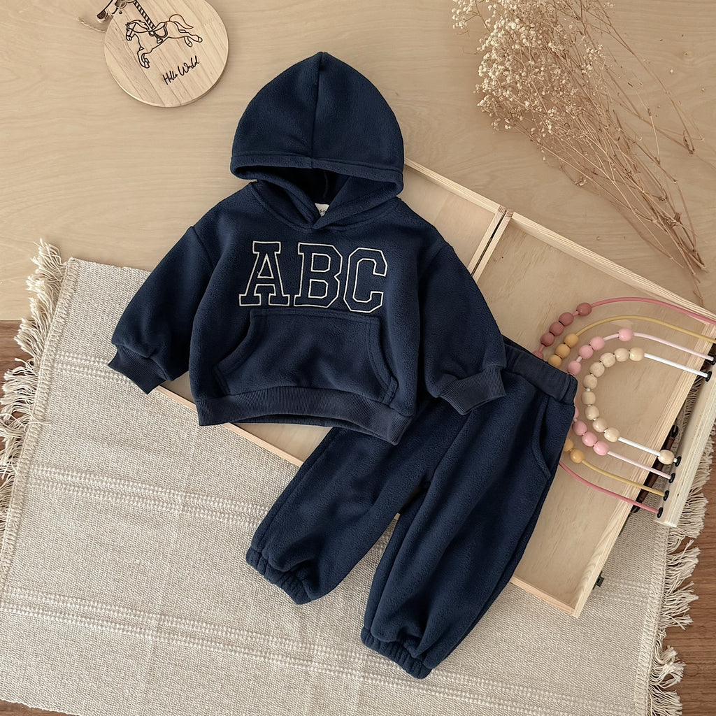 Hooded Autumn Winter Set for Baby Boys with ABC Letter Embroidery