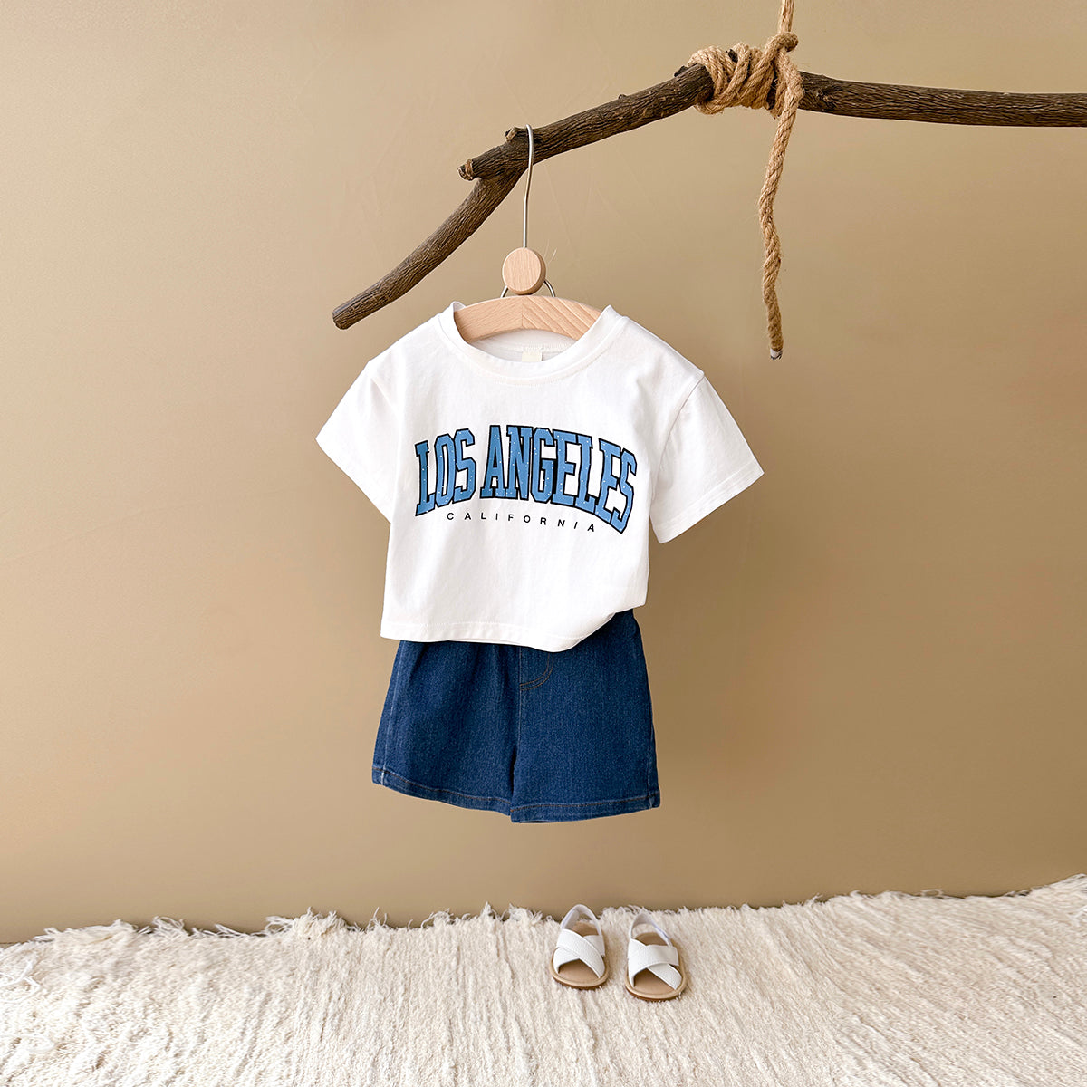 Summer Casual Letter Print Short Sleeve T-shirt & Jeans