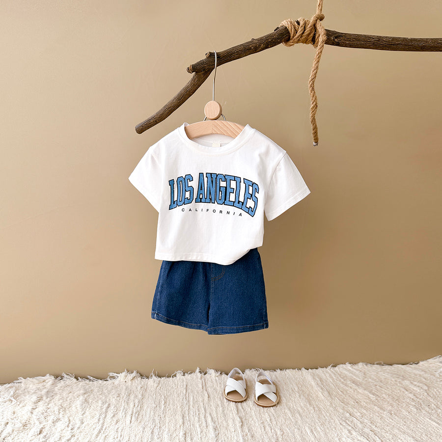 Summer Casual Letter Print Short Sleeve T-shirt & Jeans
