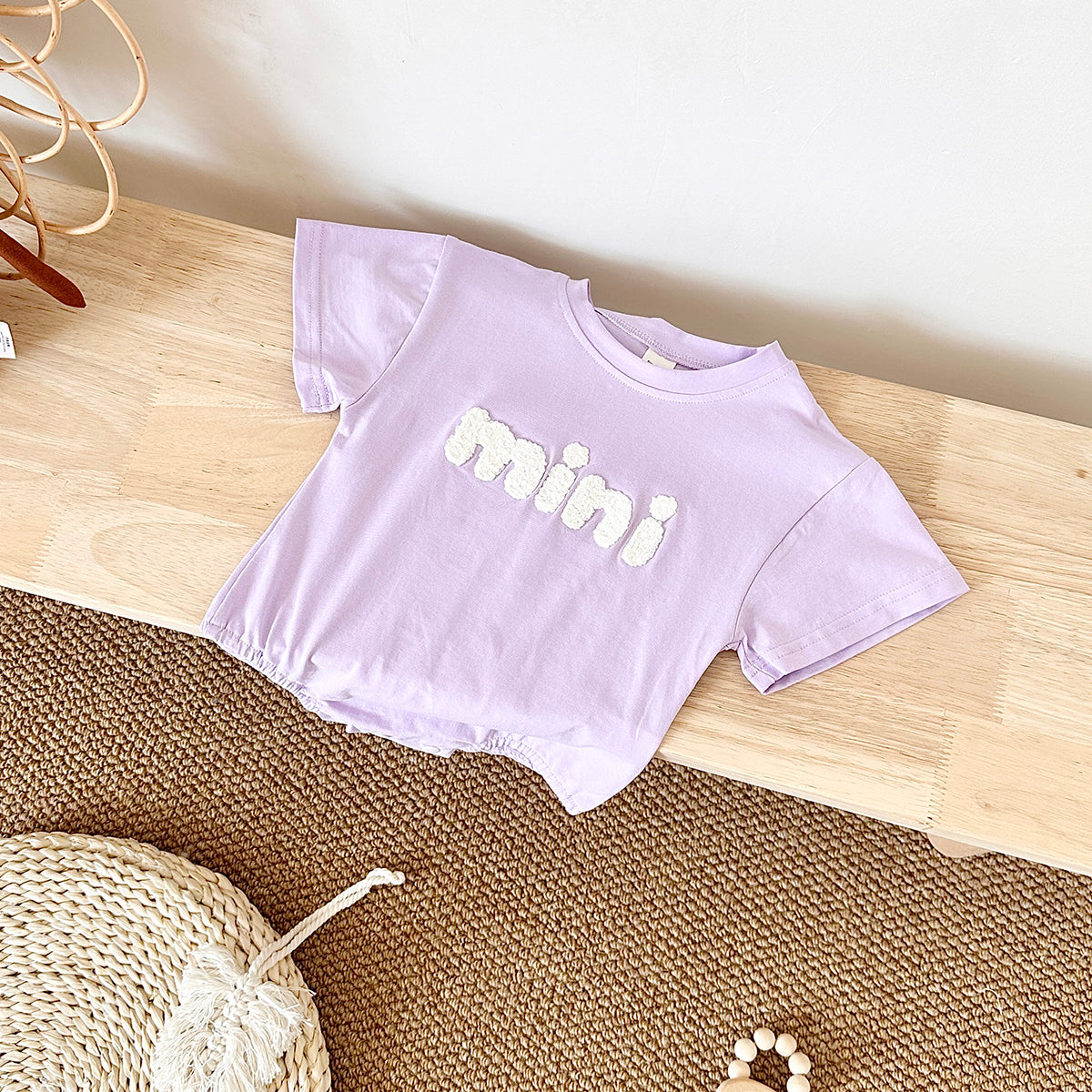 Summer Letter Embroidery Short Sleeve Romper