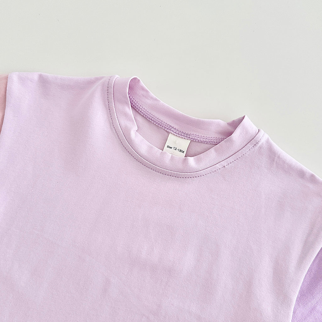 Summer Gradient Color Spliced Short Sleeve 2-Piece Set for Baby Boys & Girls