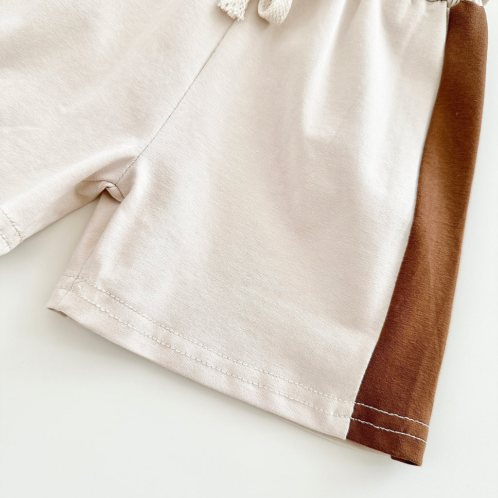 Summer Gradient Color Spliced Short Sleeve 2-Piece Set for Baby Boys & Girls