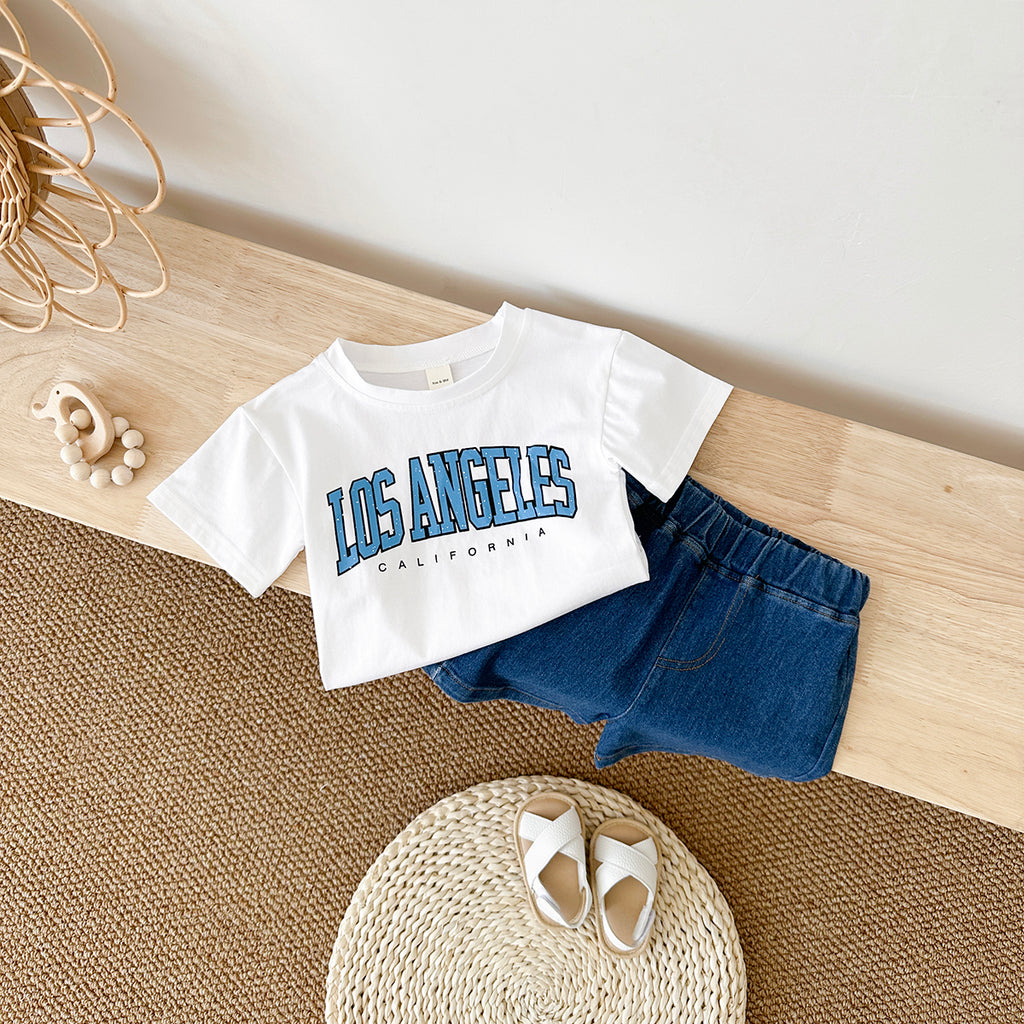 Summer Casual Letter Print Short Sleeve T-shirt & Jeans