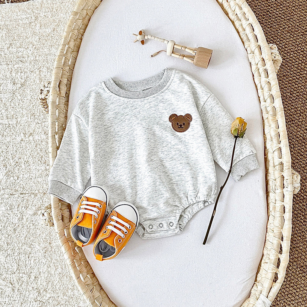 Unisex baby bear embroidered jumpsuit 1-18 months