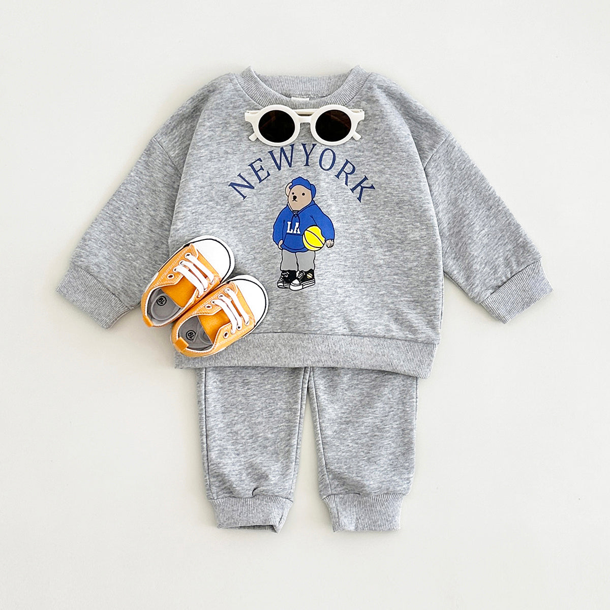 Neutral Baby Bear Pattern Printed Sports Set 1-4 Years Old