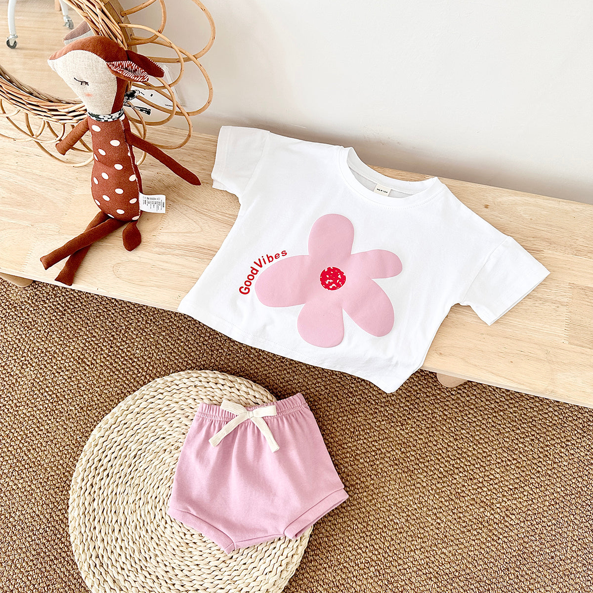 Cartoon Summer Print Short Sleeve Set
