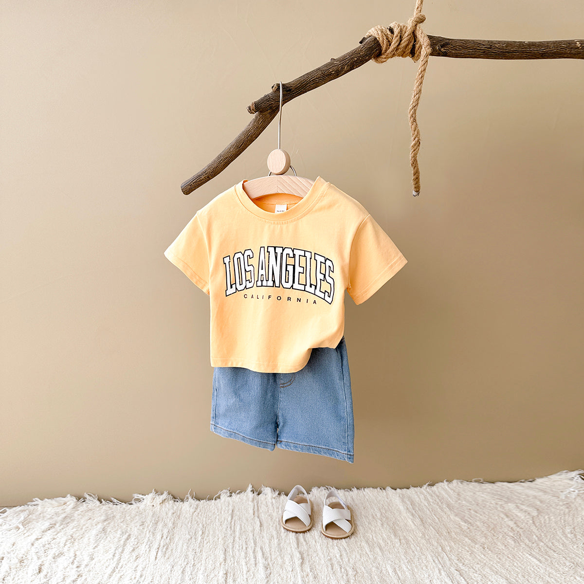 Summer Casual Letter Print Short Sleeve T-shirt & Jeans