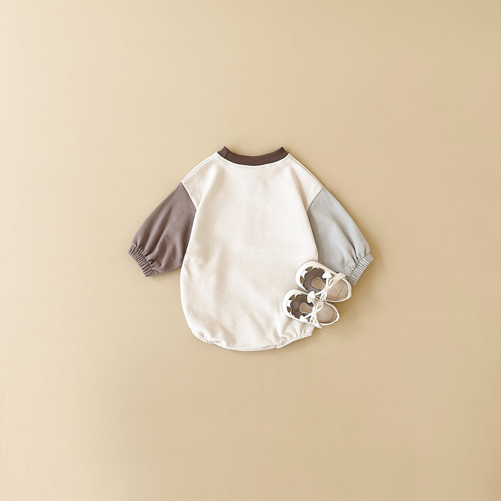 Letter Embroidery Splicing Design Spring Autumn Baby Jumpsuit 0-18 Months