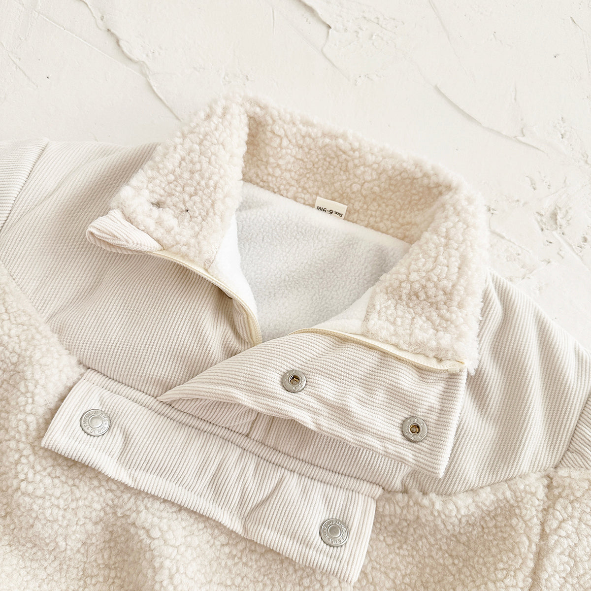 Cute Baby Sherpa Spliced Coat, Corduroy Kids Top With Front Pocket