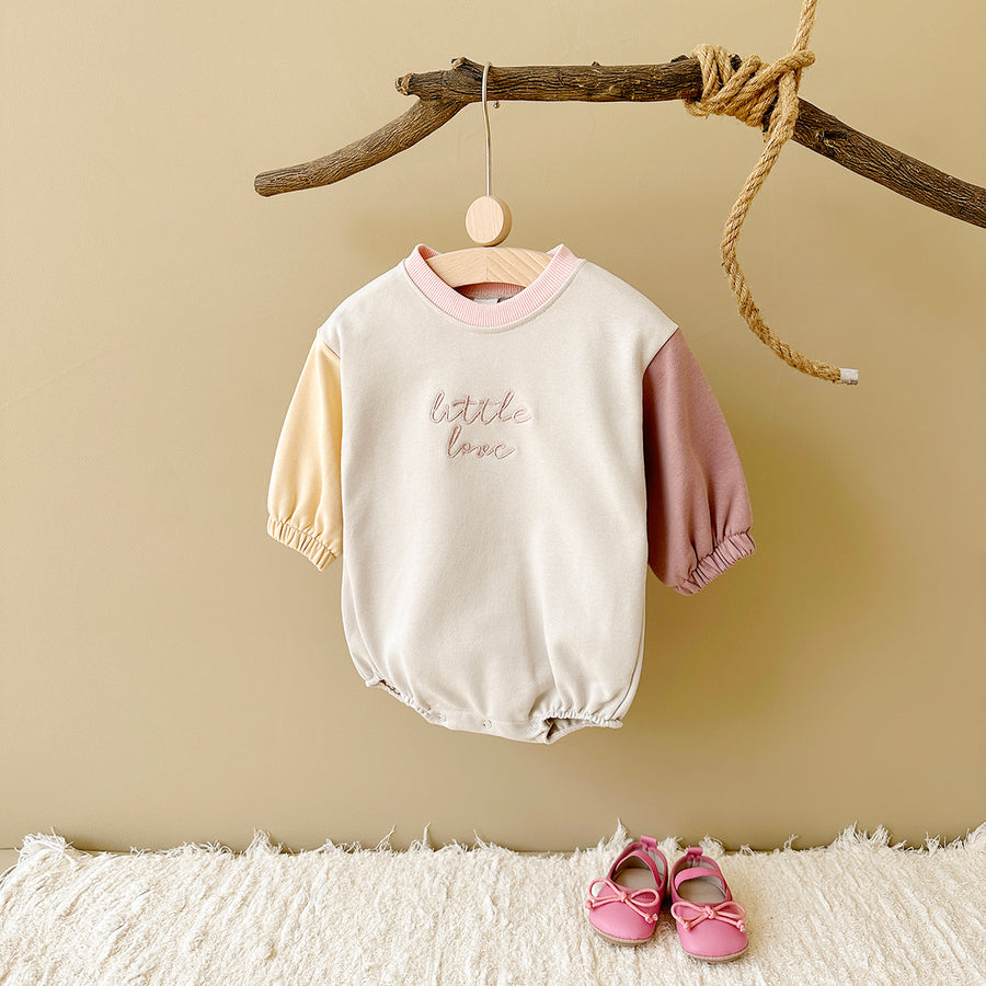 Letter Embroidery Splicing Design Spring Autumn Baby Jumpsuit 0-18 Months