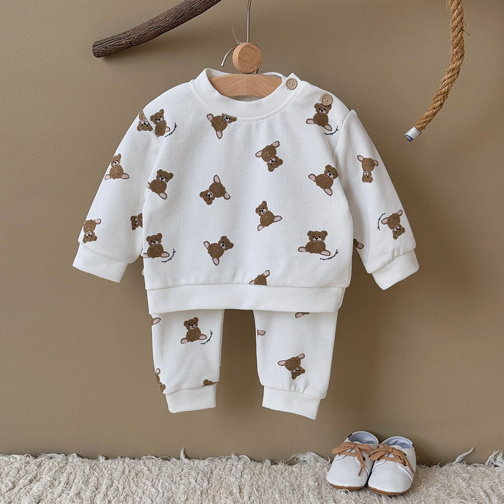 Baby Bear Print Long Sleeve Top and Pants Outfit Set 6Months-3Years