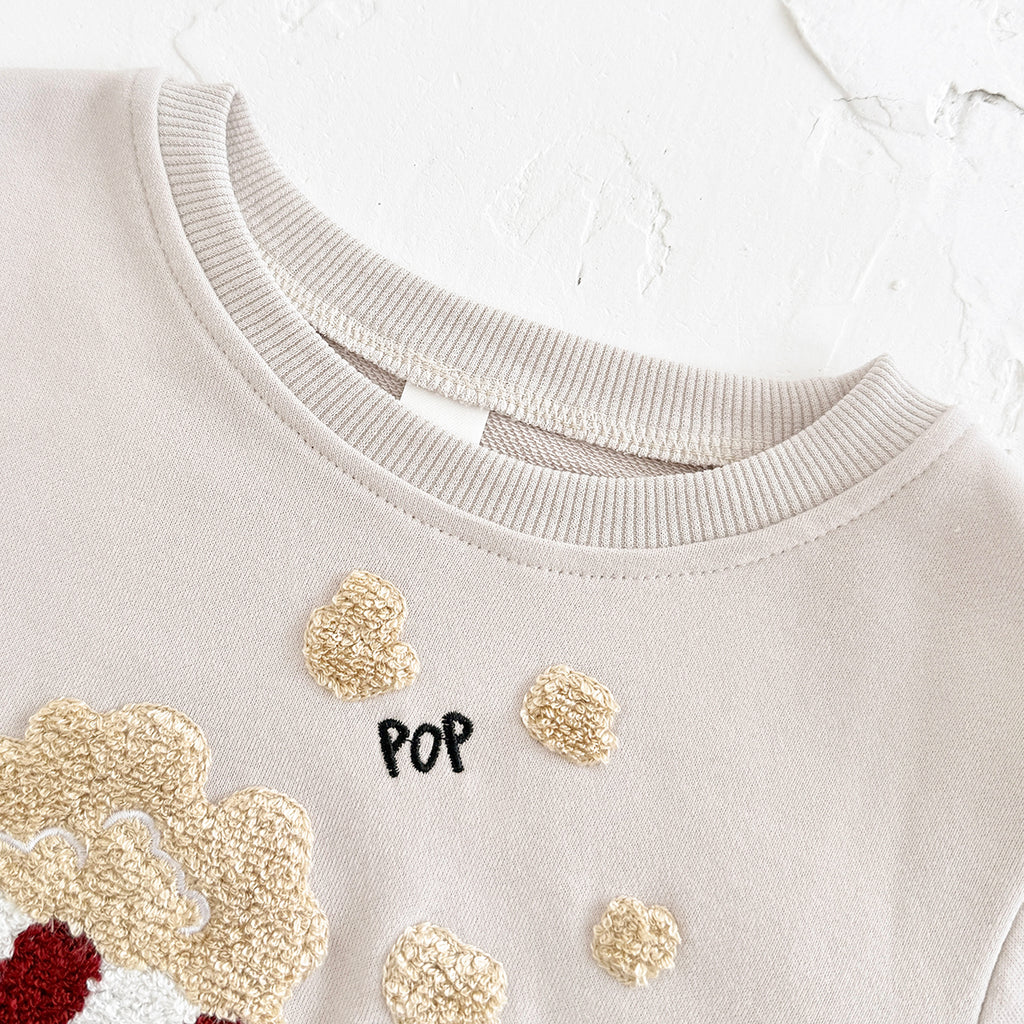 Baby Boy Girl Sweatshirt Set, Cute Popcorn Top With Soft Striped Pants