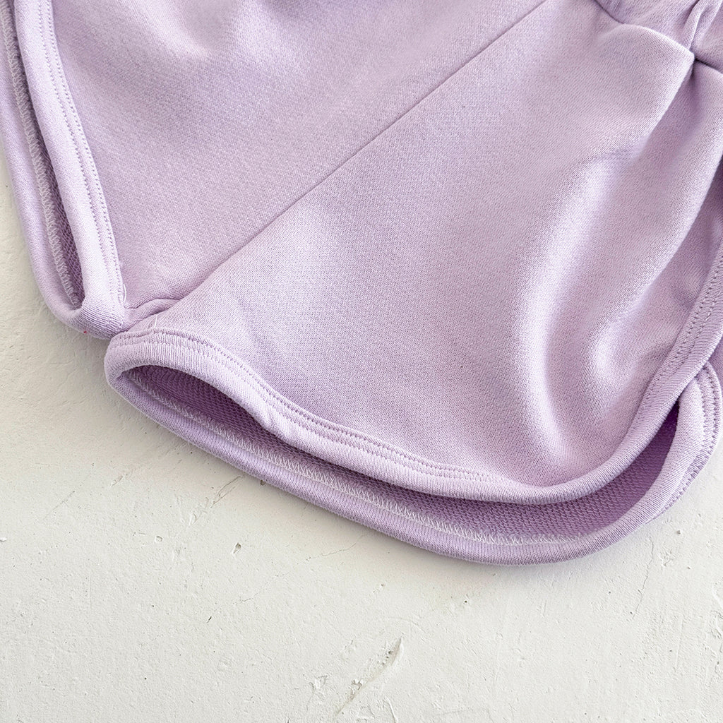 Cute Purple Floral Short Sleeve Set for Baby Girls