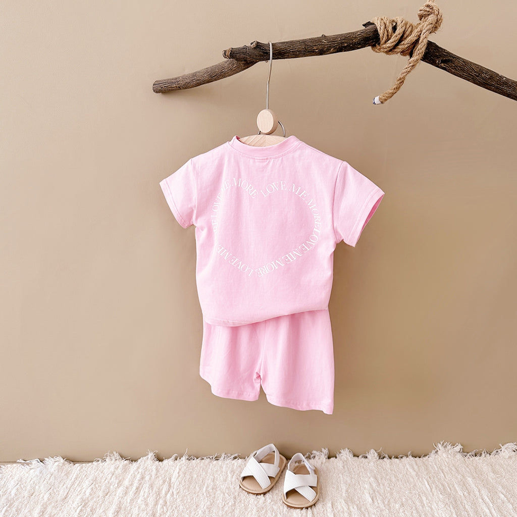 Multi-color Fashion 2-Piece Heart Print Short Sleeve Set
