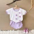Cute Purple Floral Short Sleeve Set for Baby Girls