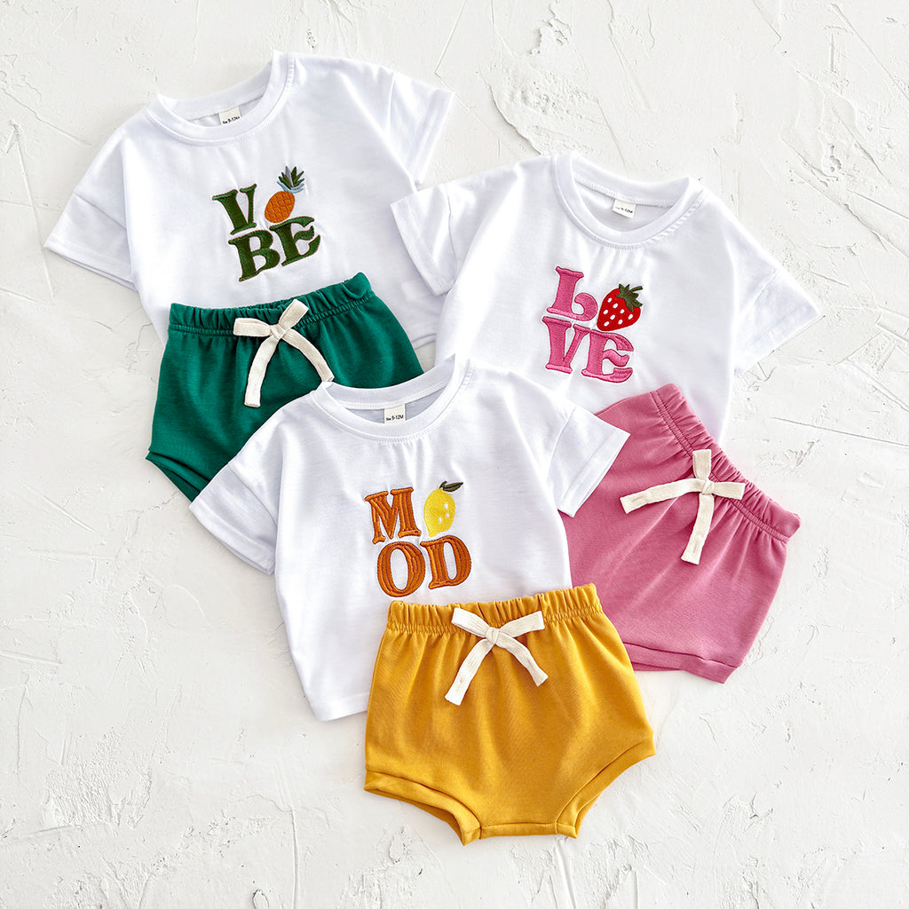 Summer Casual Colorful Letter Embroidery Set