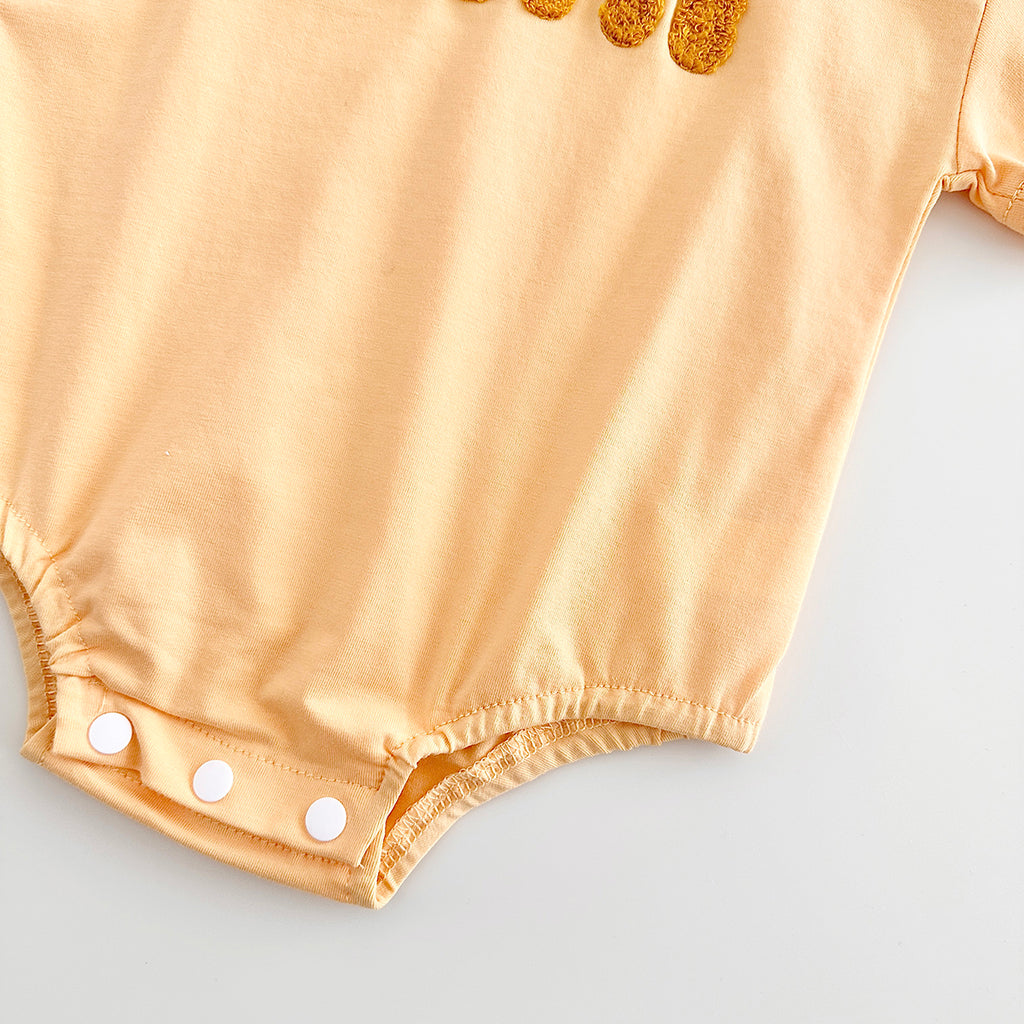 Summer Letter Embroidery Short Sleeve Romper