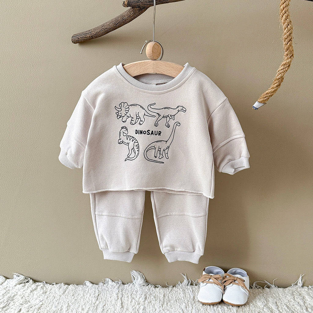 Baby Boy Dinosaur Embroidered Long Sleeve Top and Pants Set Spring Autumn 0-3 Years Old
