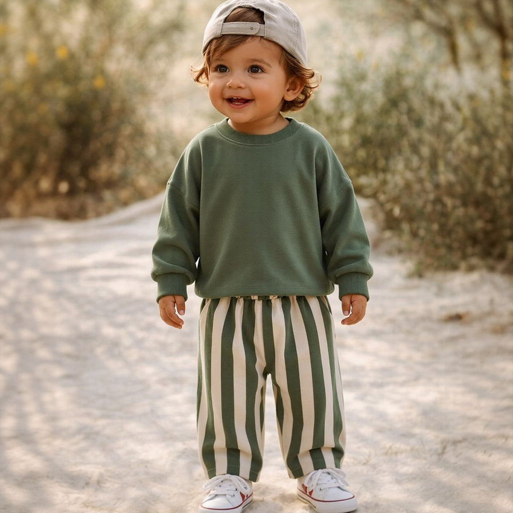 Striped Printed Casual Long Pants for Baby Boys & Girls