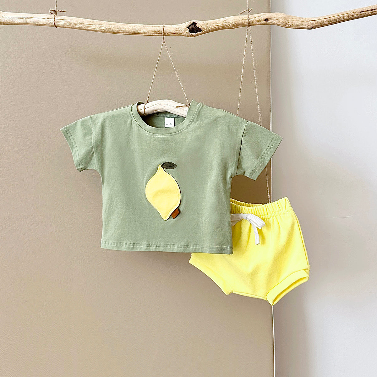 Cartoon Fruit Applique Summer 2-Piece Set