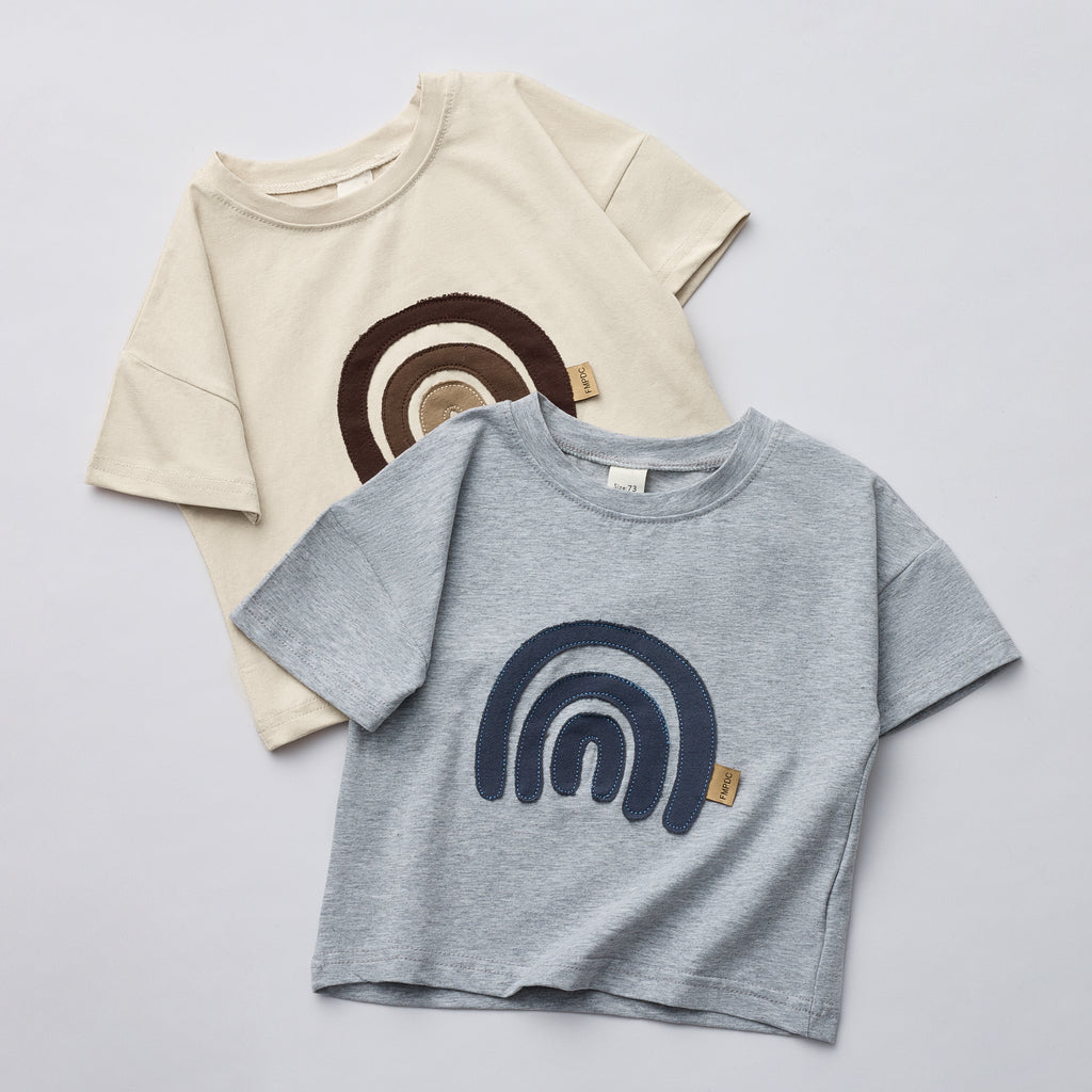 Summer Rainbow Applique Crew Neck T-shirt