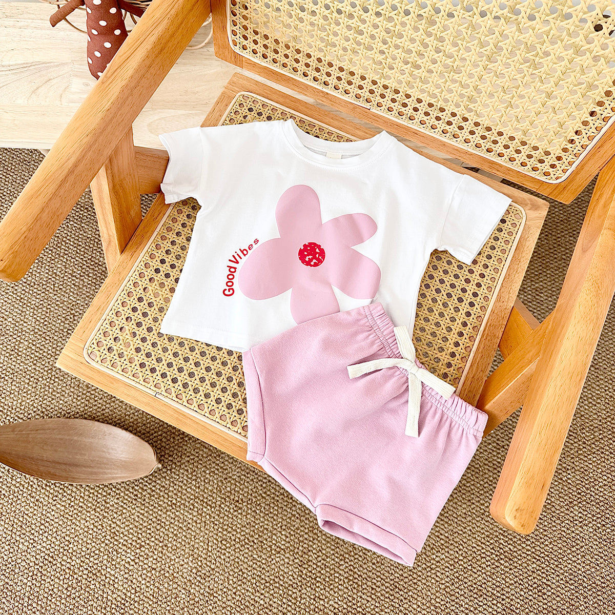 Cartoon Summer Print Short Sleeve Set