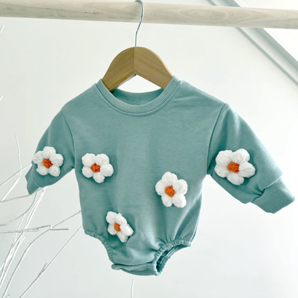 Neutral baby flower pattern long sleeved jumpsuit 1-18 months