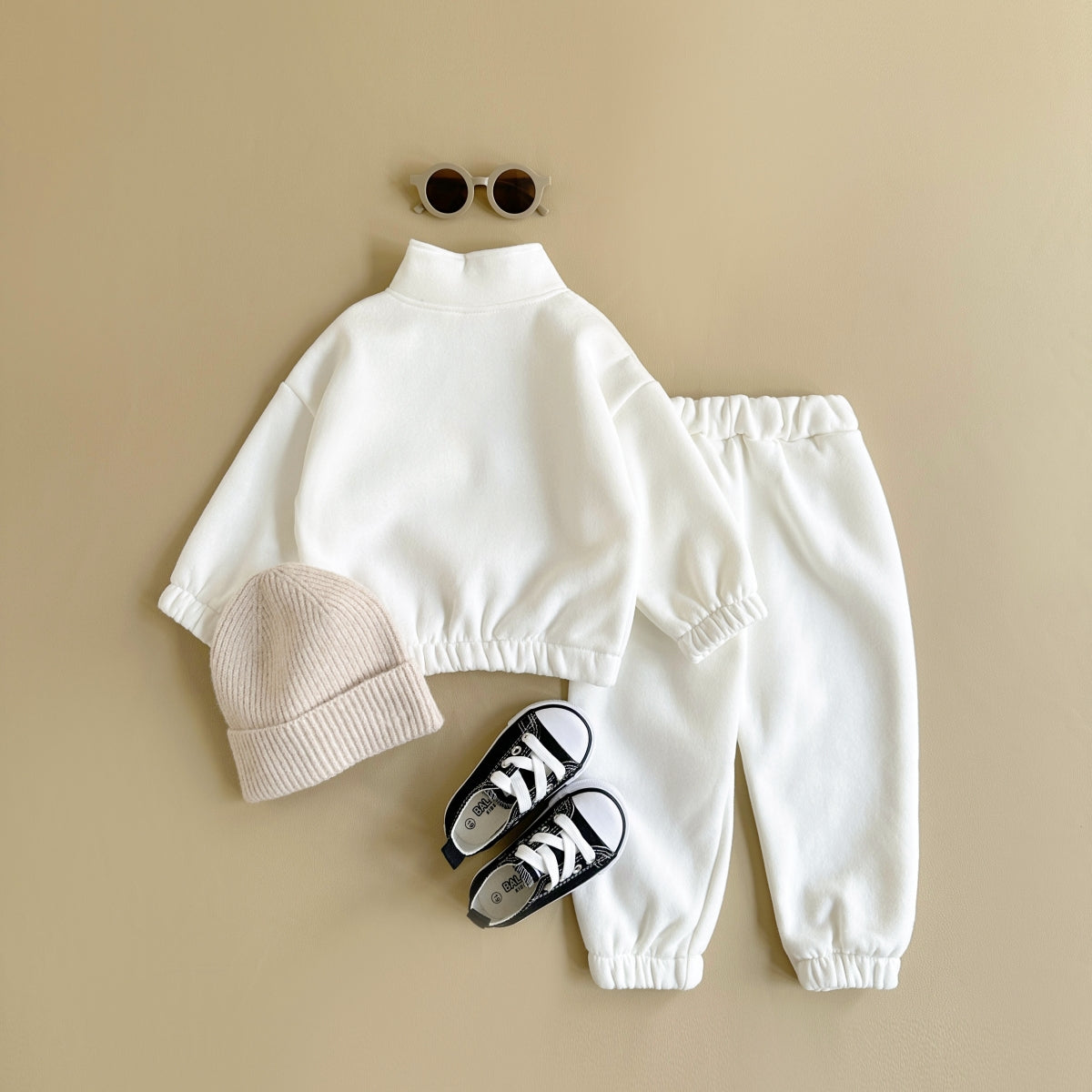 Neutral baby print pattern winter set for 1-4 years old