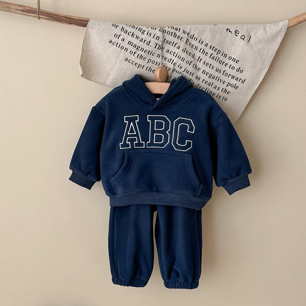 Hooded Autumn Winter Set for Baby Boys with ABC Letter Embroidery