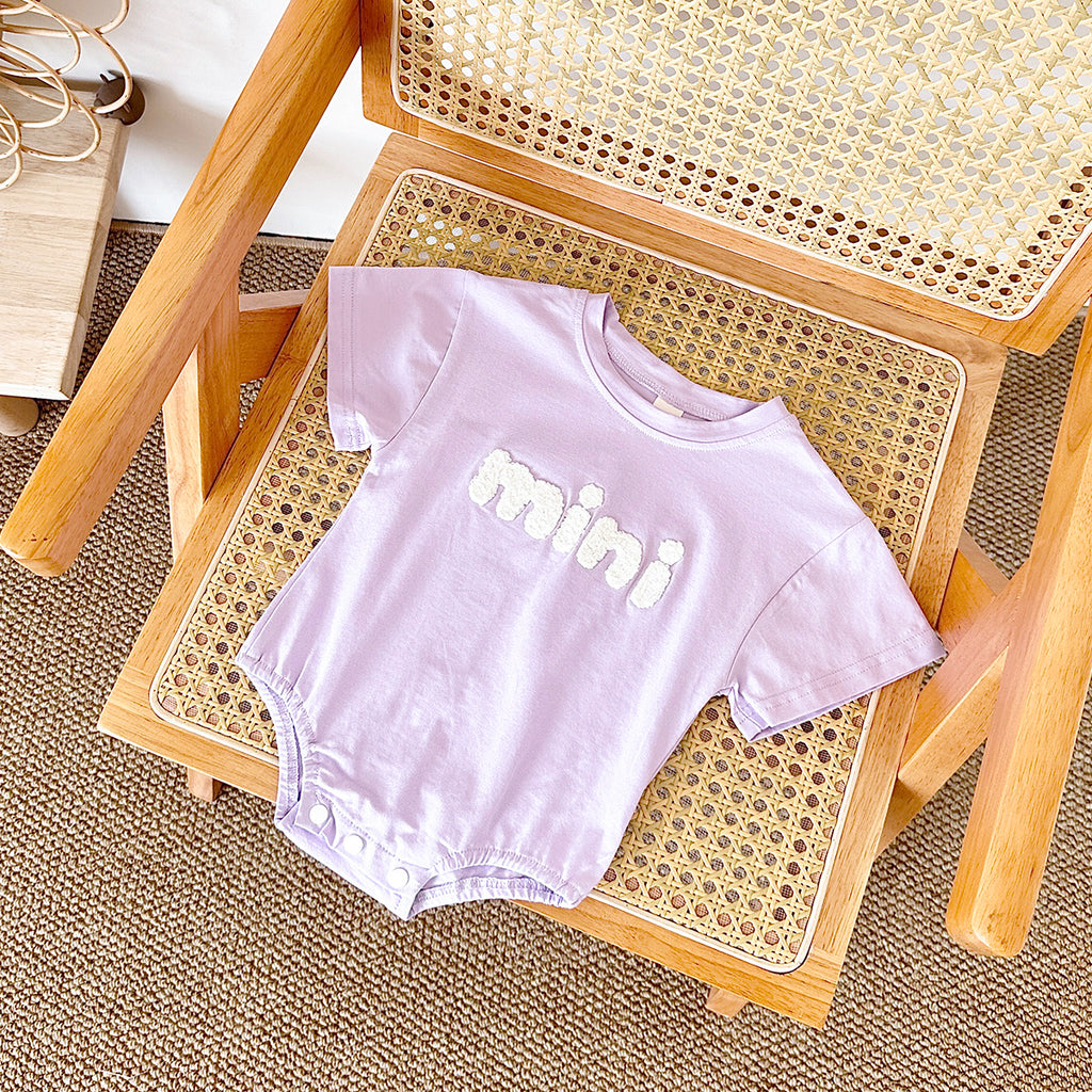 Summer Letter Embroidery Short Sleeve Romper