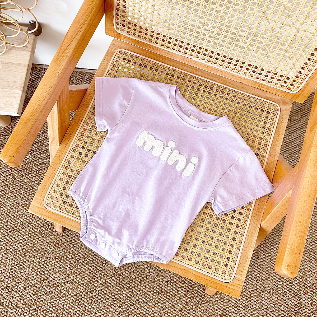 Summer Letter Embroidery Short Sleeve Romper