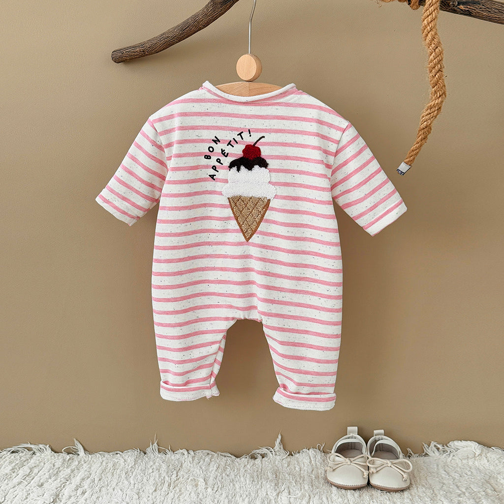 Baby Long Sleeve Food Embroidered Jumpsuit Romper 1-18 Months