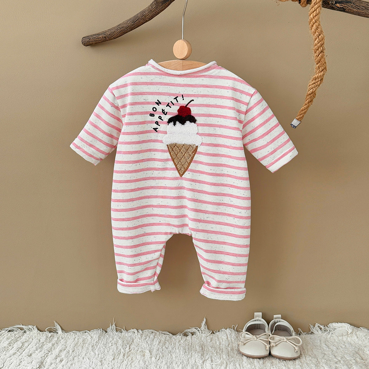 Baby Long Sleeve Food Embroidered Jumpsuit Romper 1-18 Months