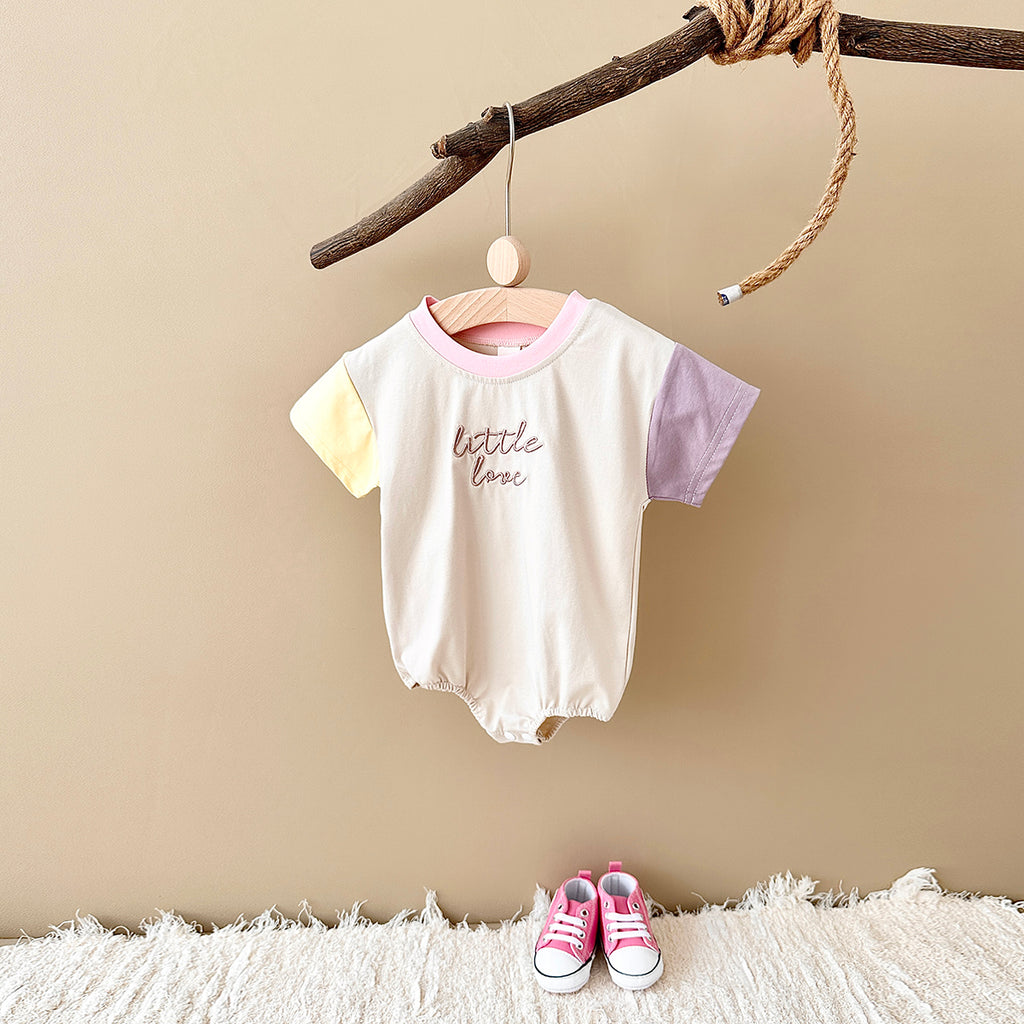 Summer Little Love Color Block Sleeve Romper