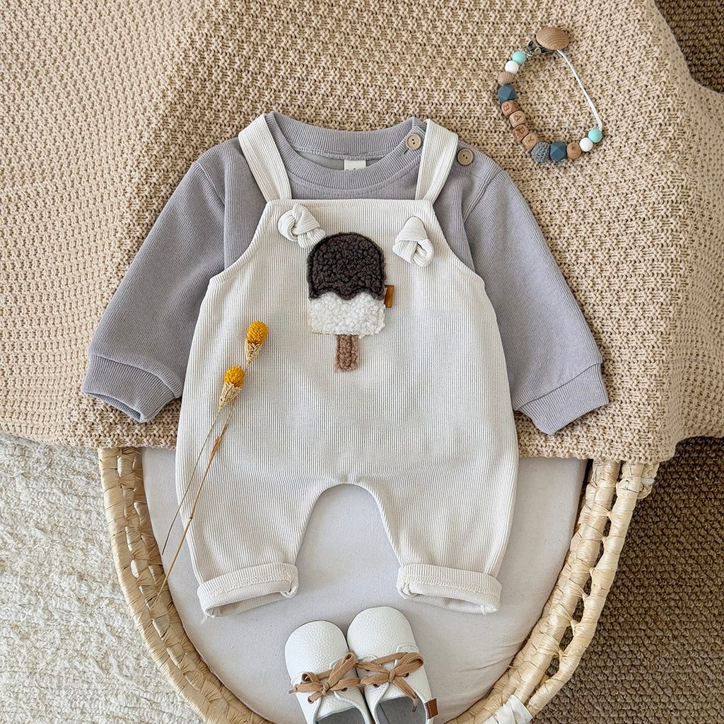 Baby Ice Cream Pattern Suspender Overalls Pants 1-18Months