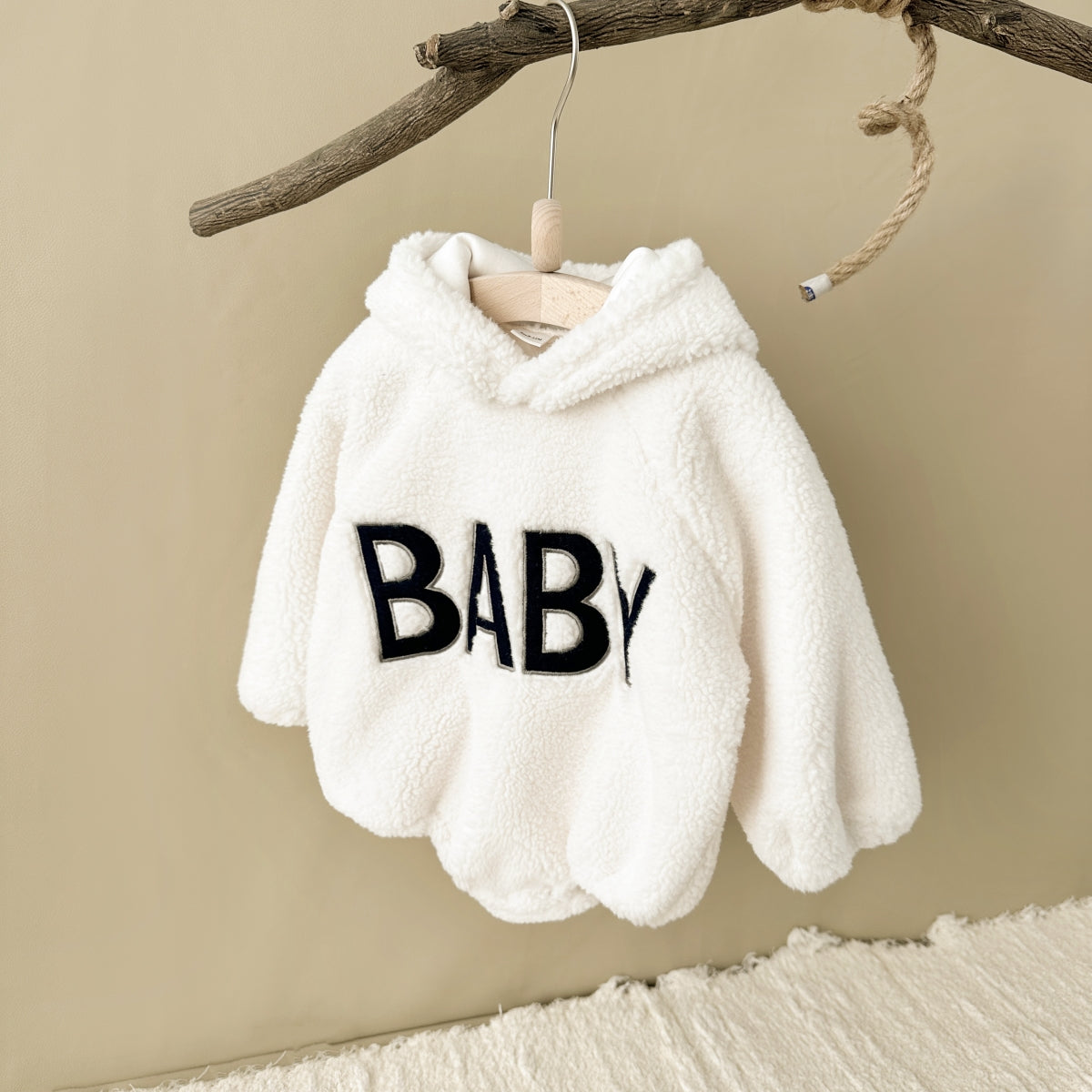 Neutral baby letter pattern long sleeved winter jumpsuit for 1-18 months