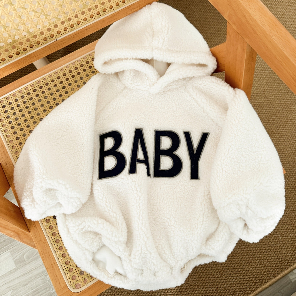 Neutral baby letter pattern long sleeved winter jumpsuit for 1-18 months
