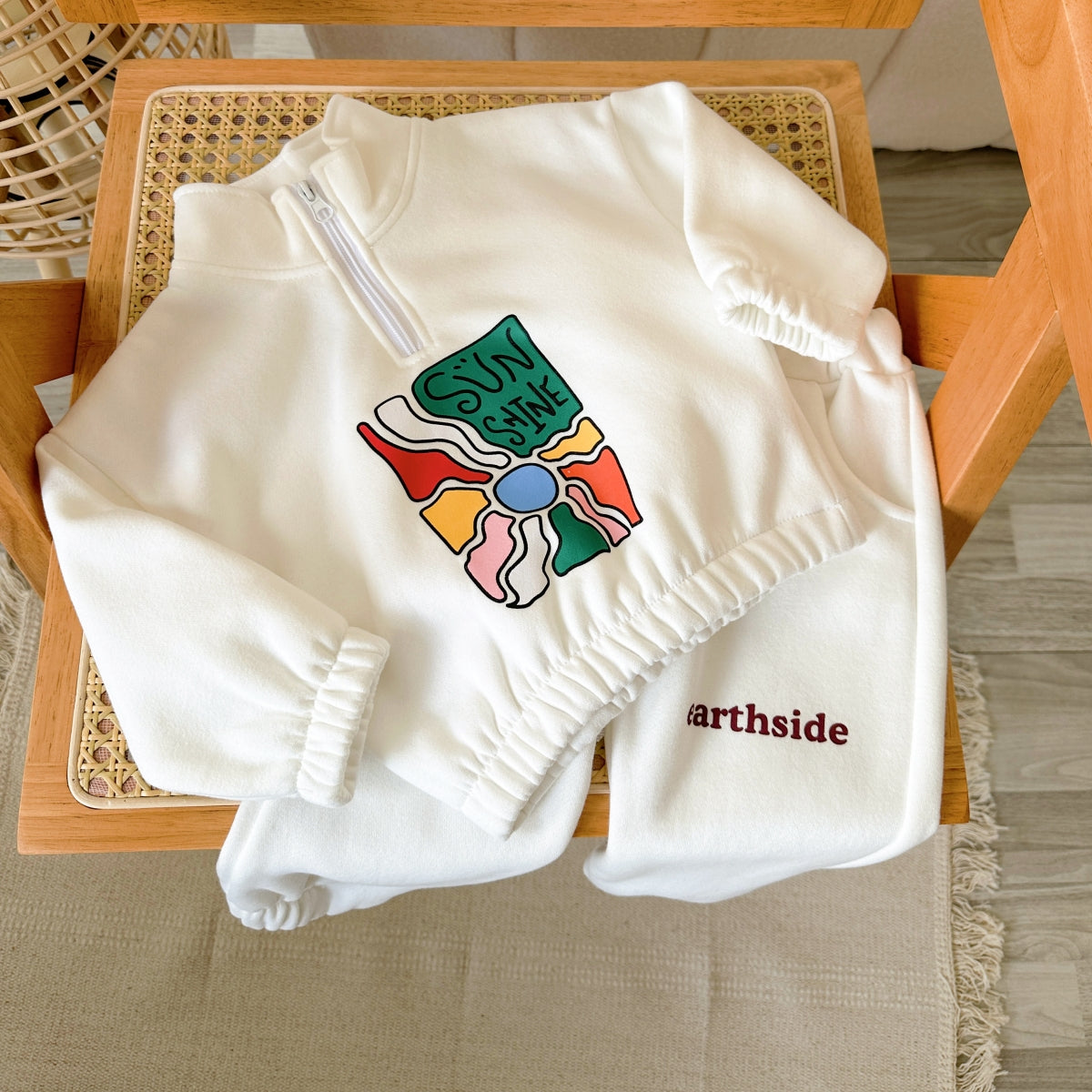 Neutral baby print pattern winter set for 1-4 years old
