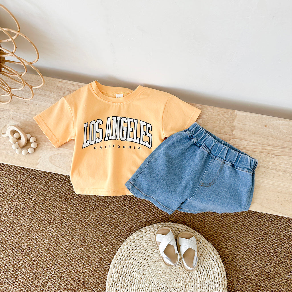 Summer Casual Letter Print Short Sleeve T-shirt & Jeans
