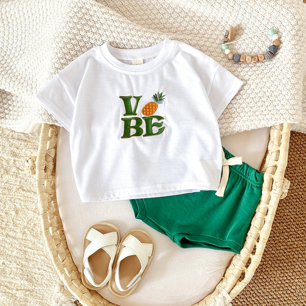 Summer Casual Colorful Letter Embroidery Set
