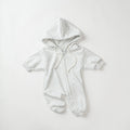 Neutral baby solid color hooded jumpsuit 1-18 months