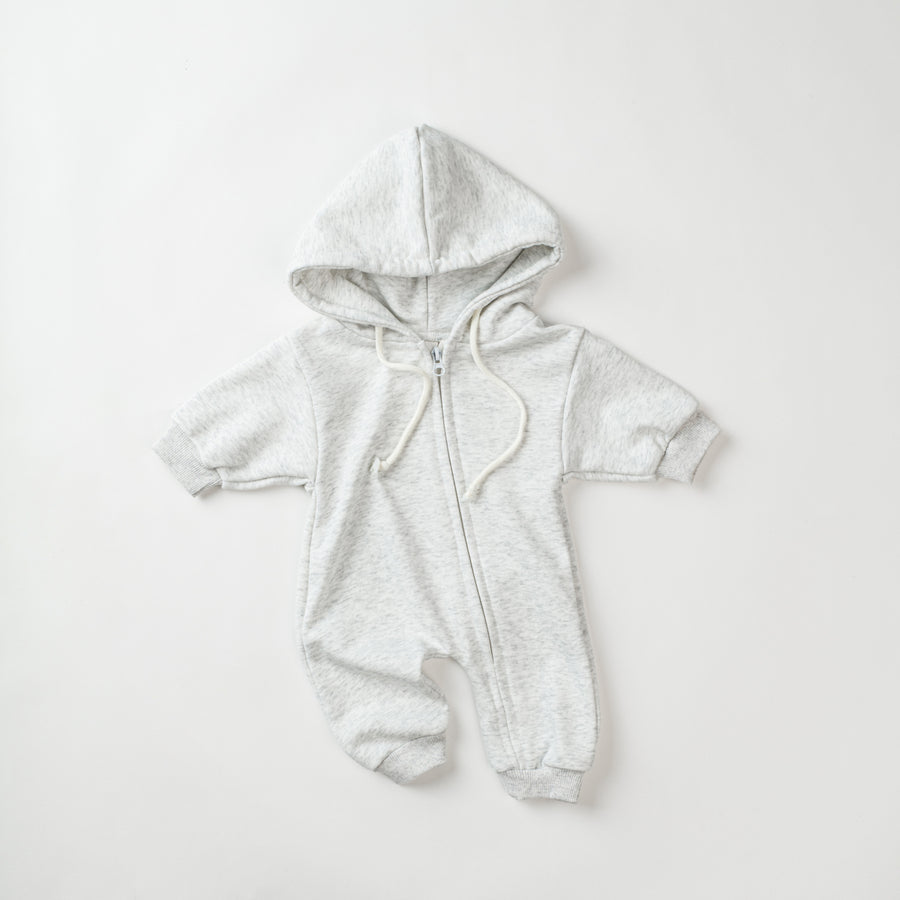 Neutral baby solid color hooded jumpsuit 1-18 months