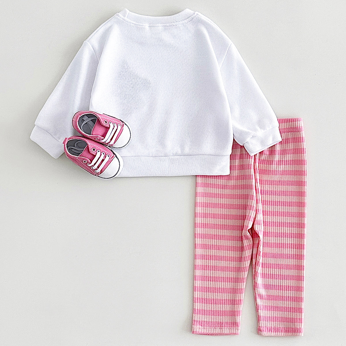 Infant Crew Neck Animal Sweatshirt With Striped Stretch Pants