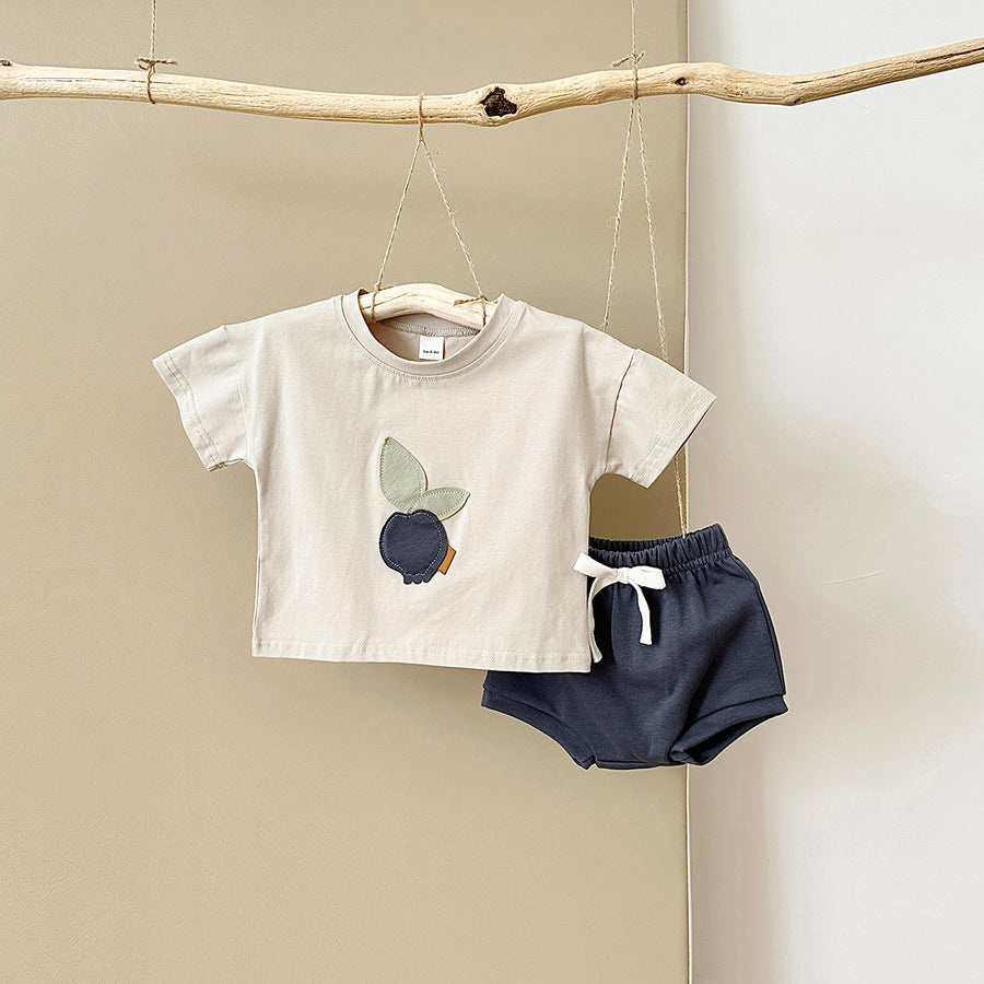 Cartoon Fruit Applique Summer 2-Piece Set