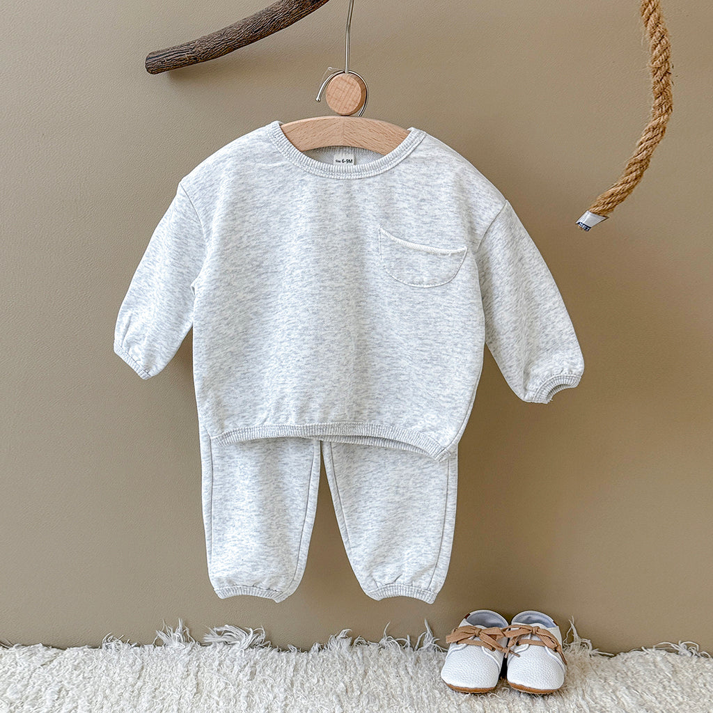 Baby Cotton Blend Long Sleeve Pocket Top and Pants Set Spring Autumn 6Months-3years